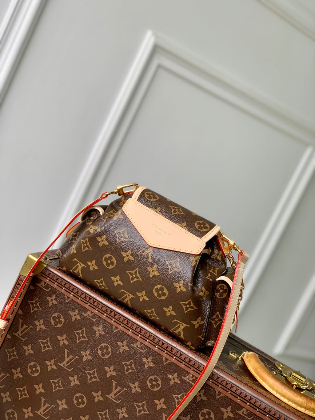 MONTSOURIS BACKPACK MINI 27 IN BROWN MONOGRAM COATED CANVAS AND CALFSKIN