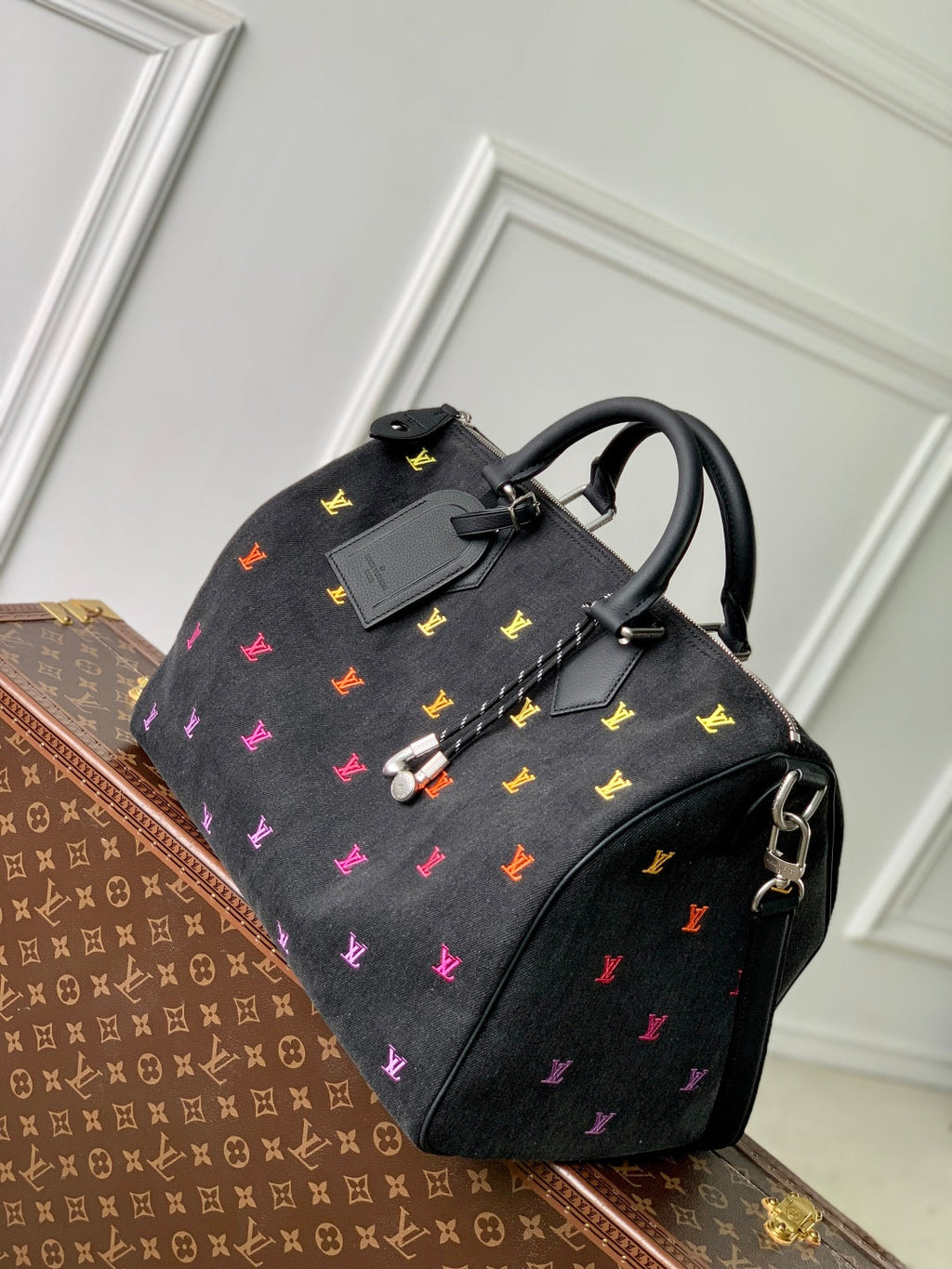 SPEEDY BANDOULIÈRE IB BLACK BLASON DENIM GRADIENT ORANGE LOGO