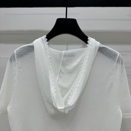 DIOR SHORT-SLEEVE LACE-KNIT HOODIE 274811