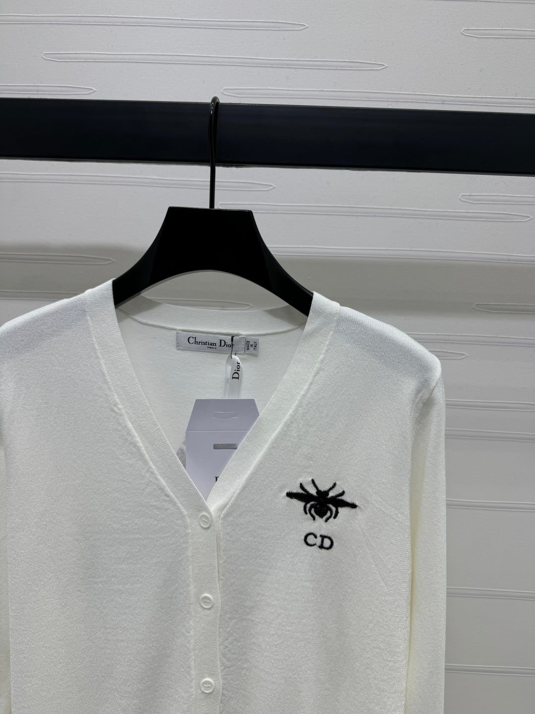 DIOR LONG-SLEEVE KNIT SWEATER WITH EMBROIDERED LOGO