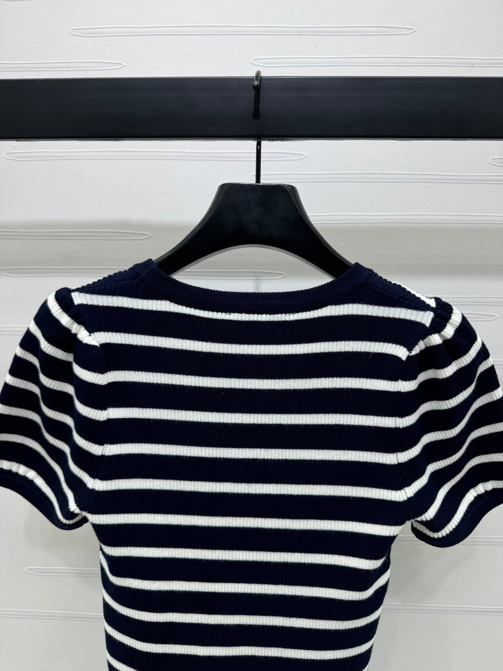 VIVIENE 25S SHORT SLEEVE STRIPED ROUND NECK KNIT SWEATER 264249