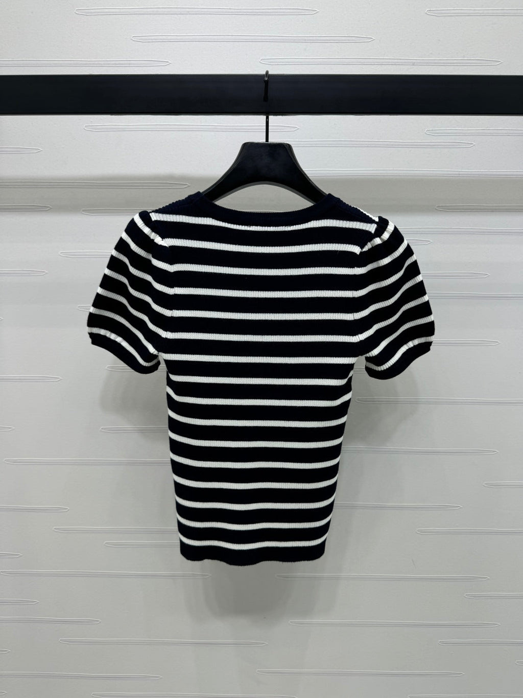 VIVIENE 25S SHORT SLEEVE STRIPED ROUND NECK KNIT SWEATER 264249