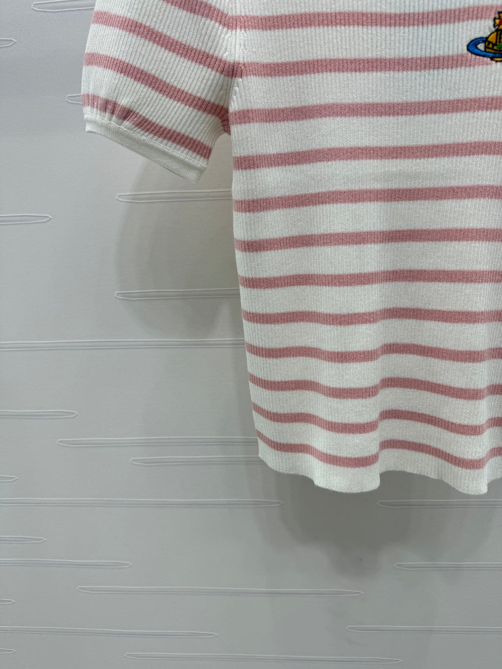 VIVIENE 25S SHORT SLEEVE STRIPED ROUND NECK KNIT SWEATER 264248