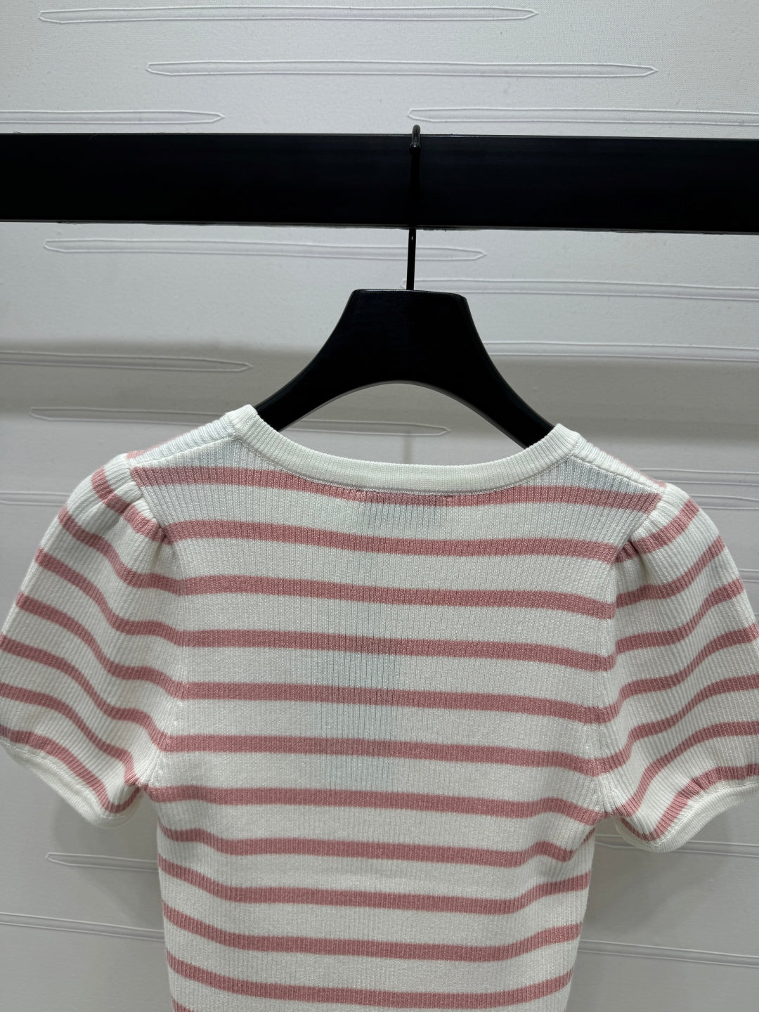 VIVIENE 25S SHORT SLEEVE STRIPED ROUND NECK KNIT SWEATER 264248