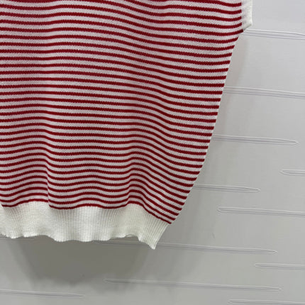 PRAD 25S STRIPED V-NECK KNITTED VEST 264127