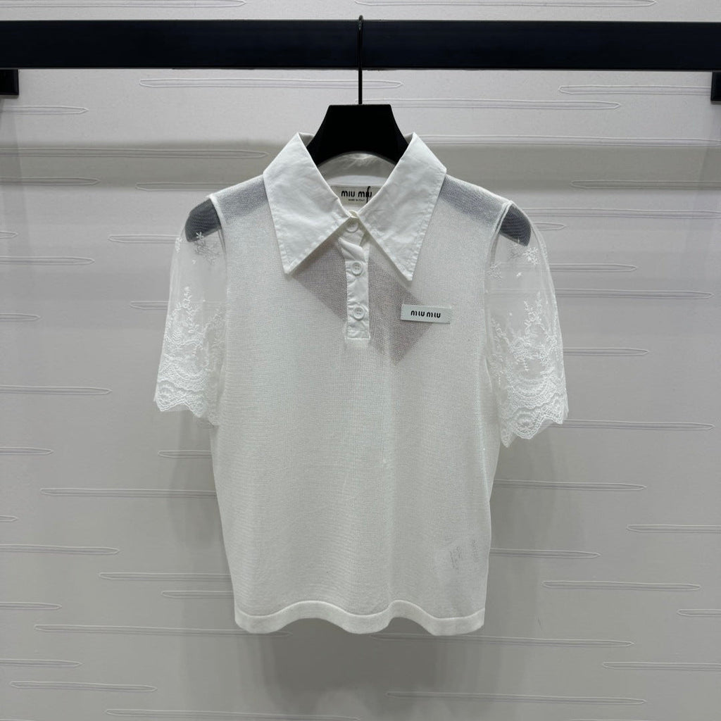 MIU 25SSEE THROUGH COLLAR SHIRT 264111