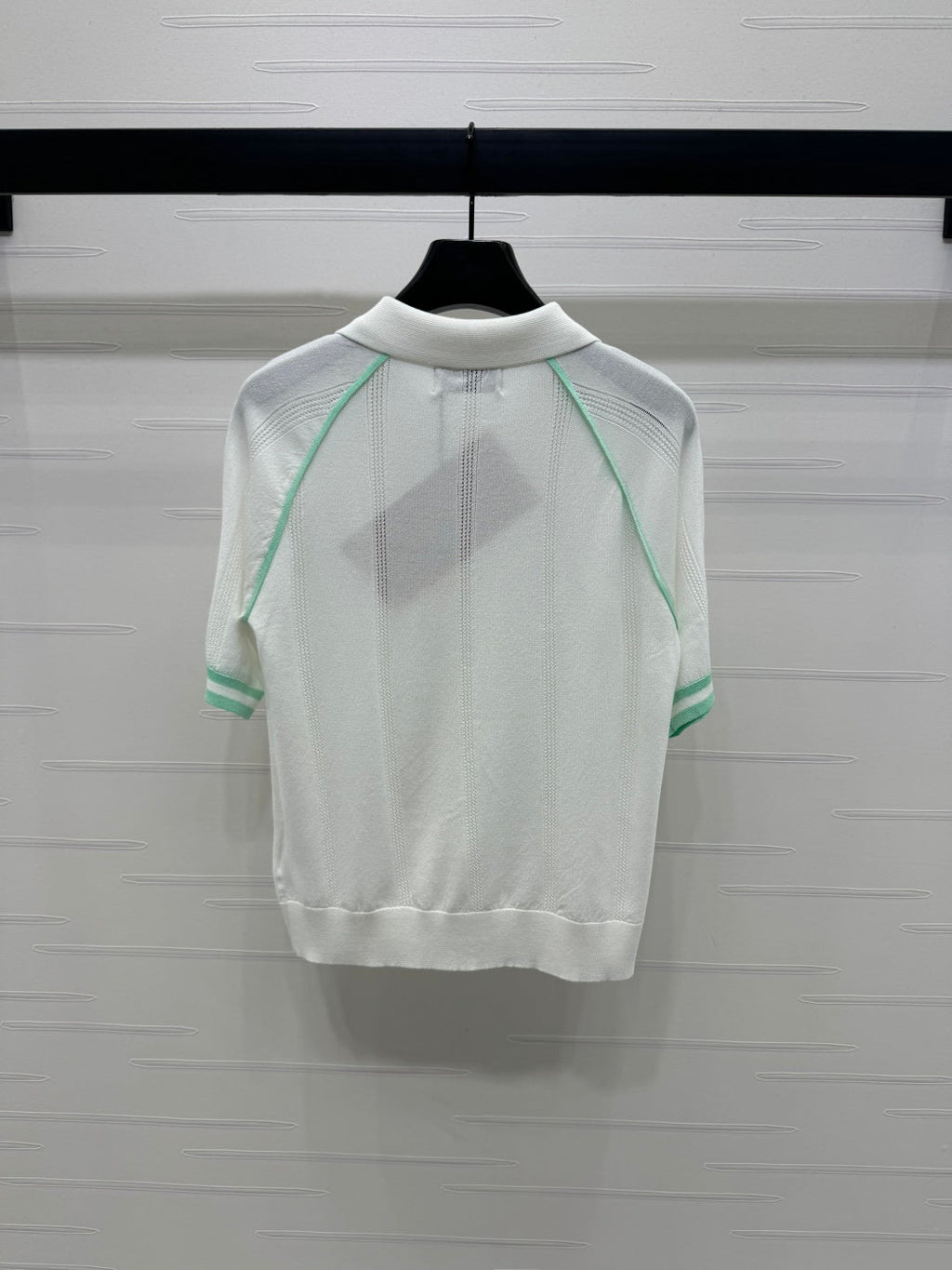 MIU 25S ROUND NECK STRIPED KNIT RAGLAN SHORT SLEEVES 264108