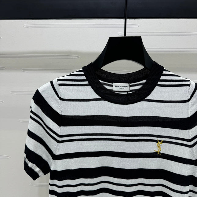YSL 25S WHITE COLLAR SHORT SLEEVE T-SHIRT 264093