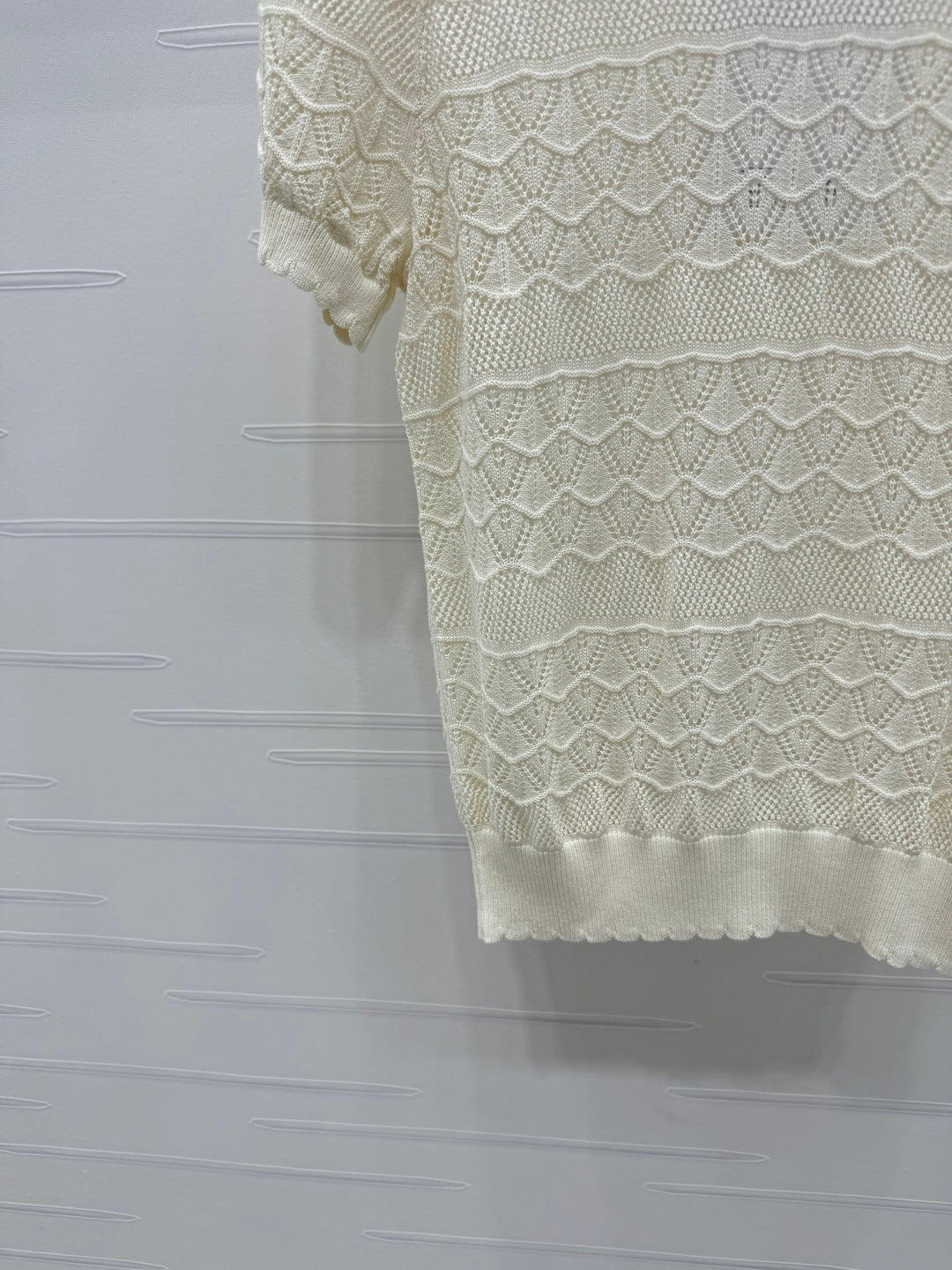 CHANEL 25S HOLLOW KNIT SHORT SLEEVE TOP 264150