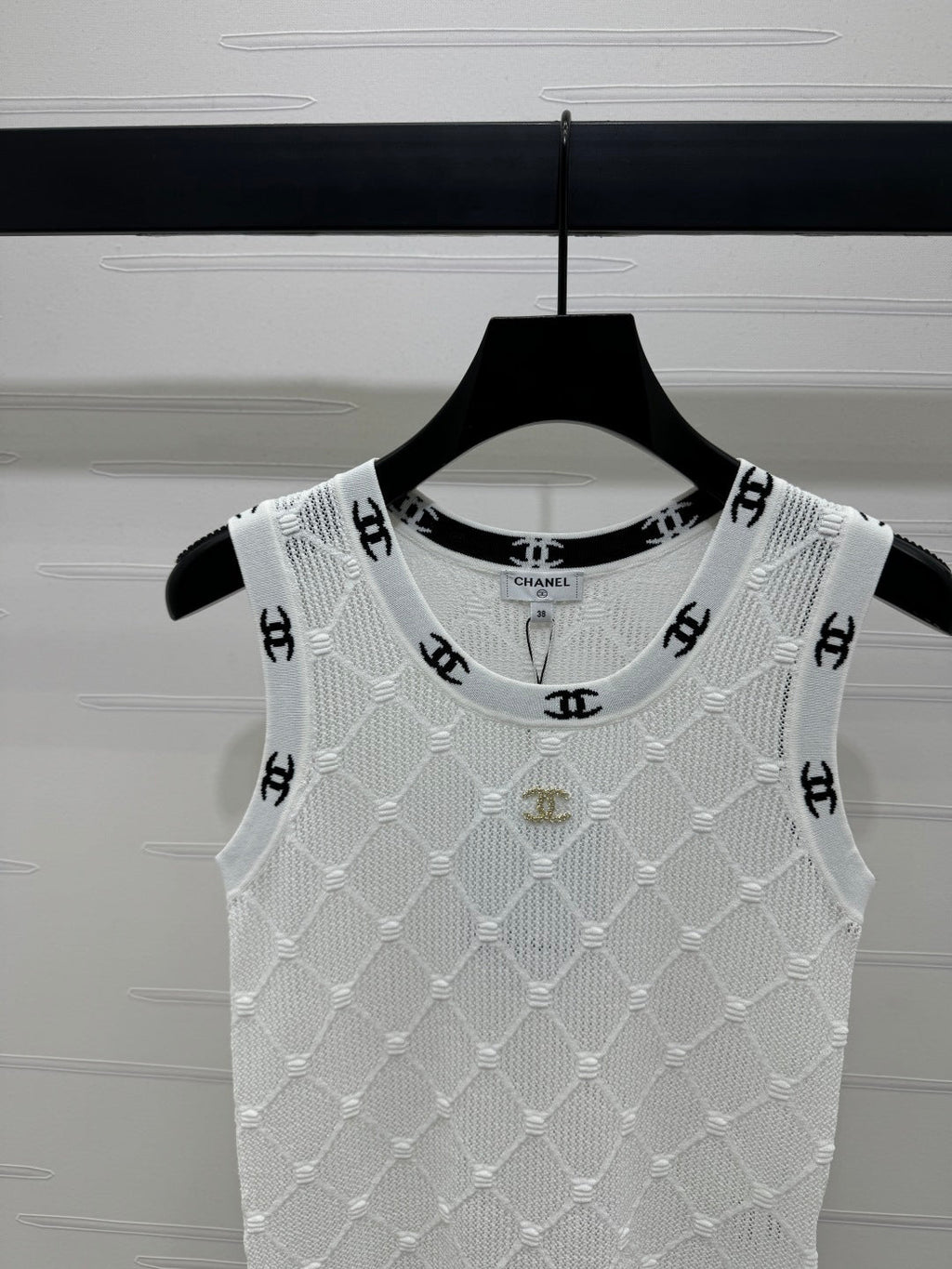 CHANEL 25S DIAMOND HOLLOW KNIT VEST 264033