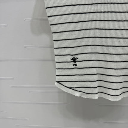 DIOR 25S SHORT SLEEVE STRIPED V-NECK SWEATER 264078