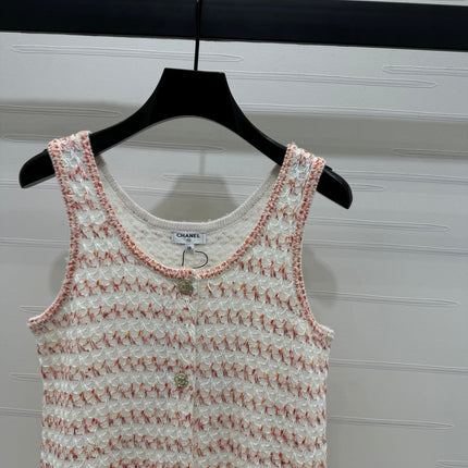 CHANEL 25S ROUND NECK KNIT DRESS WITH PEARL TAG 264026