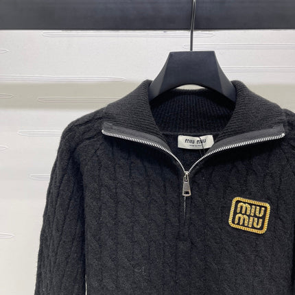 MIUMIU HALF-ZIP KNITTED PULLOVER WITH COLLAR STYLE 486