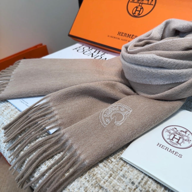 HERMES 25S SCARF 190 IN CASHMERE 854639
