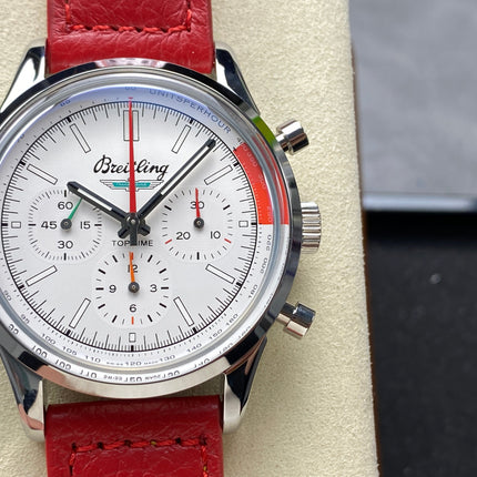 TOP TIME B01 FORD THUNDERBIRD STEEL CASE RED CALFSKIN STRAP