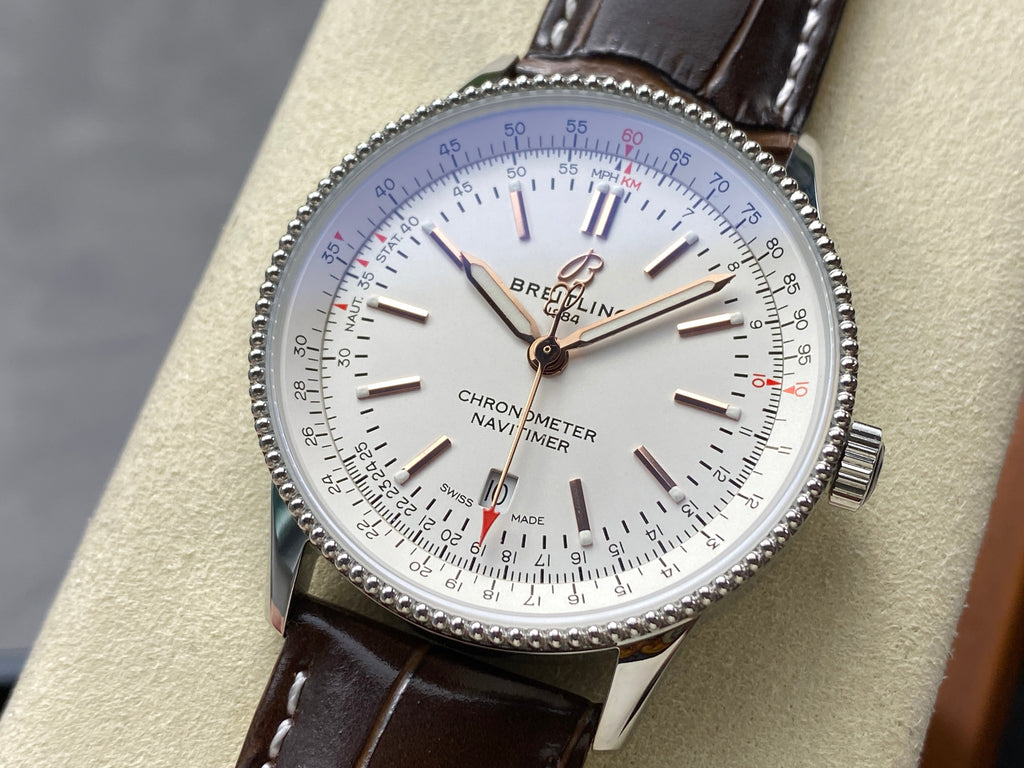 NAVITIMER AUTOMATIC 41 STEEL CASE BROWN ALLIGATOR LEATHER STRAP