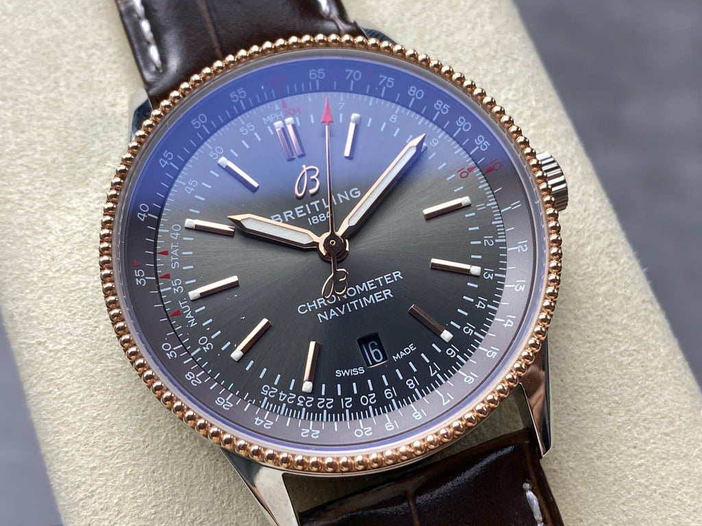 NAVITIMER AUTOMATIC 41 RED GOLD AND STEEL CASE BLACK DIAL