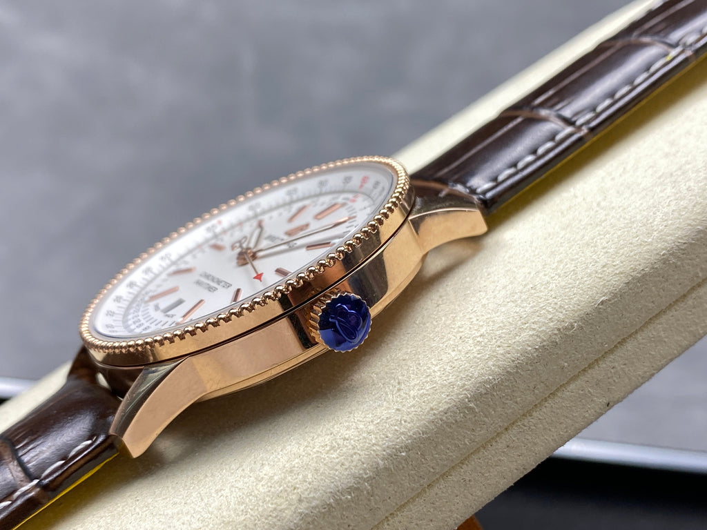 NAVITIMER AUTOMATIC 41 RED GOLD CASE BROWN ALLIGATOR LEATHER STRAP
