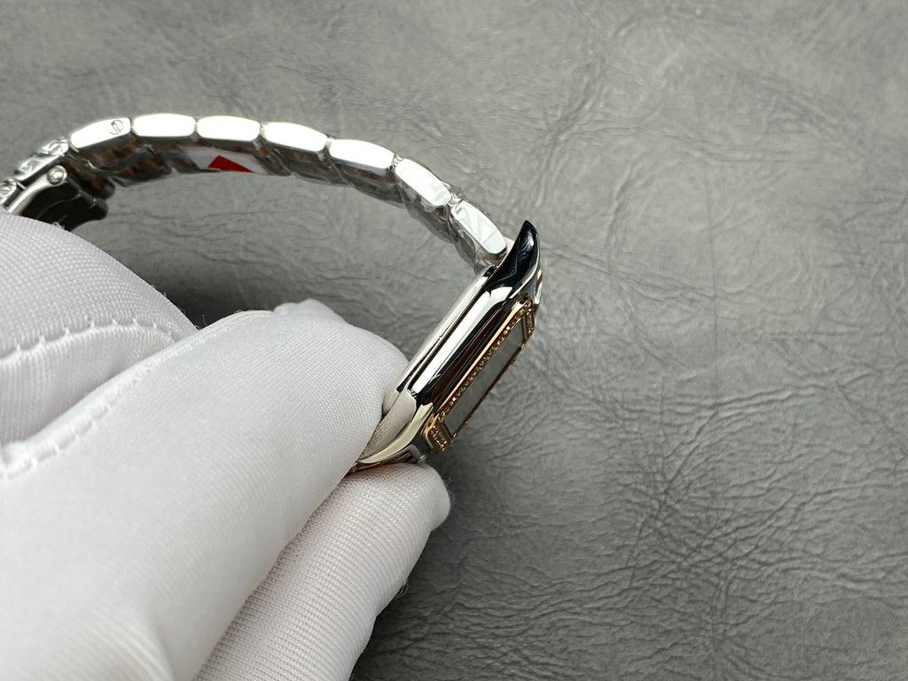 CARTIER PANTHÈRE SMALL WATCH GOLD PINK AND SILVER CASE WITH CRYSTALS