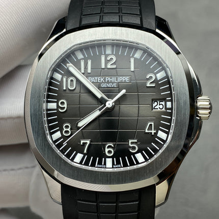 AQUANAUT STEEL CASE BLACK RUBBER STRAP
