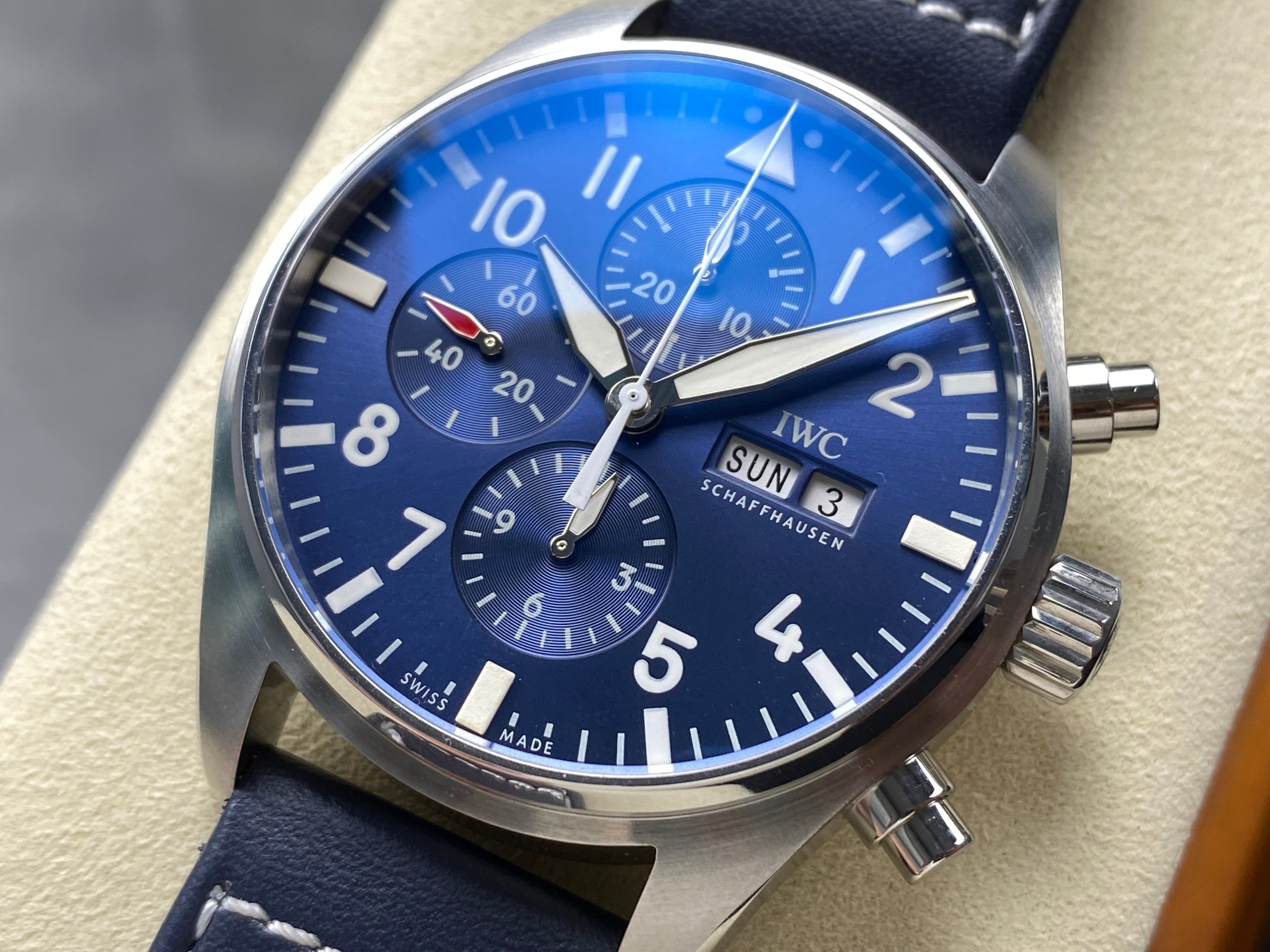 PILOT'S WATCH MARK XX STAINLESS STEEL CASE WITH NAVY BLUE LEATHER TRAP AND DIAL