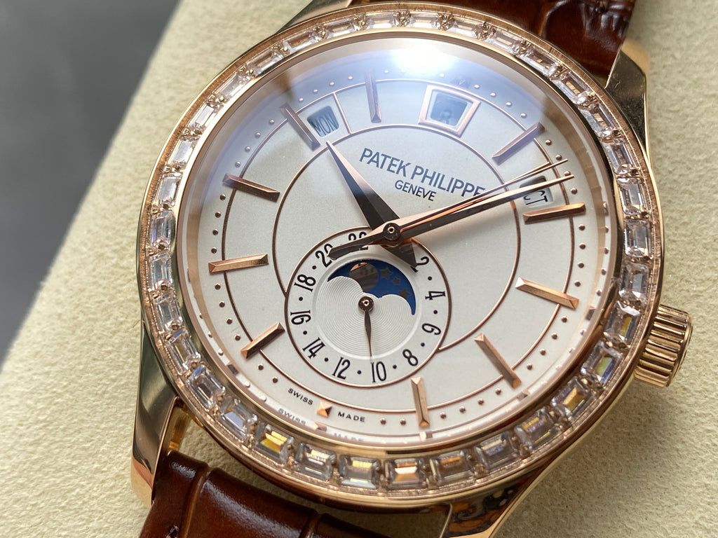 ANNUAL CALENDAR ROSE GOLD ATTACHED DIAMOND BEZEL WHITE DIAL
