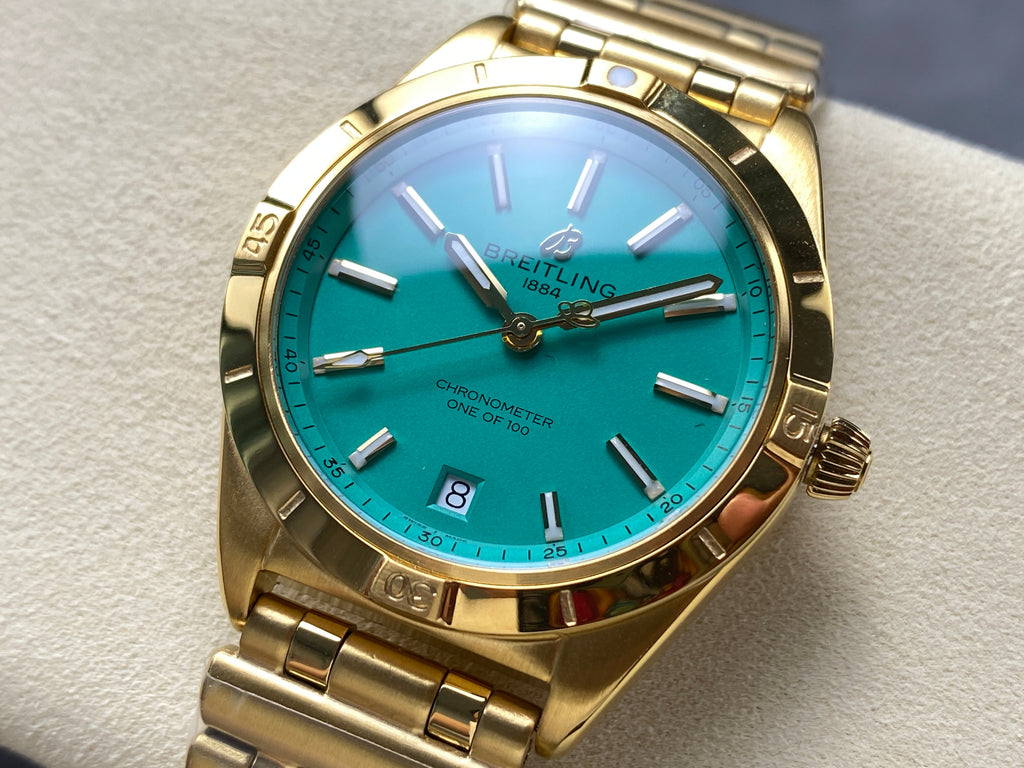 CHRONOMAT AUTOMATIC 36 VICTORIA BECKHAM YELLOW GOLD CASE PEPPERMINT DIAL