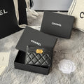 LEBOY CARD HOLDER 11 IN BLACK GRAINED CALFSKIN GOLD-TONE HARDWARE