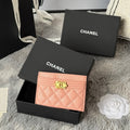LEBOY CARD HOLDER 11 IN TONYS PINK GRAINED CALFSKIN GOLD-TONE HARDWARE