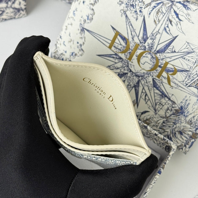 DIOR 25S 30 MONTAIGNE CARD HOLDER 10 IN IVORY OBLIQUE JACQUARD CANVAS