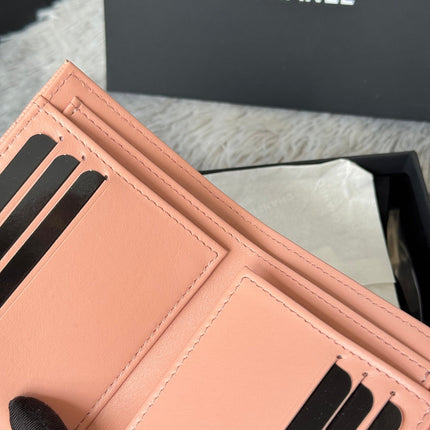 CHANEL 25S CF SMALL TRI FOLD WALLET 11 IN PEACH PINK CAVIAR GOLD HARDWARE