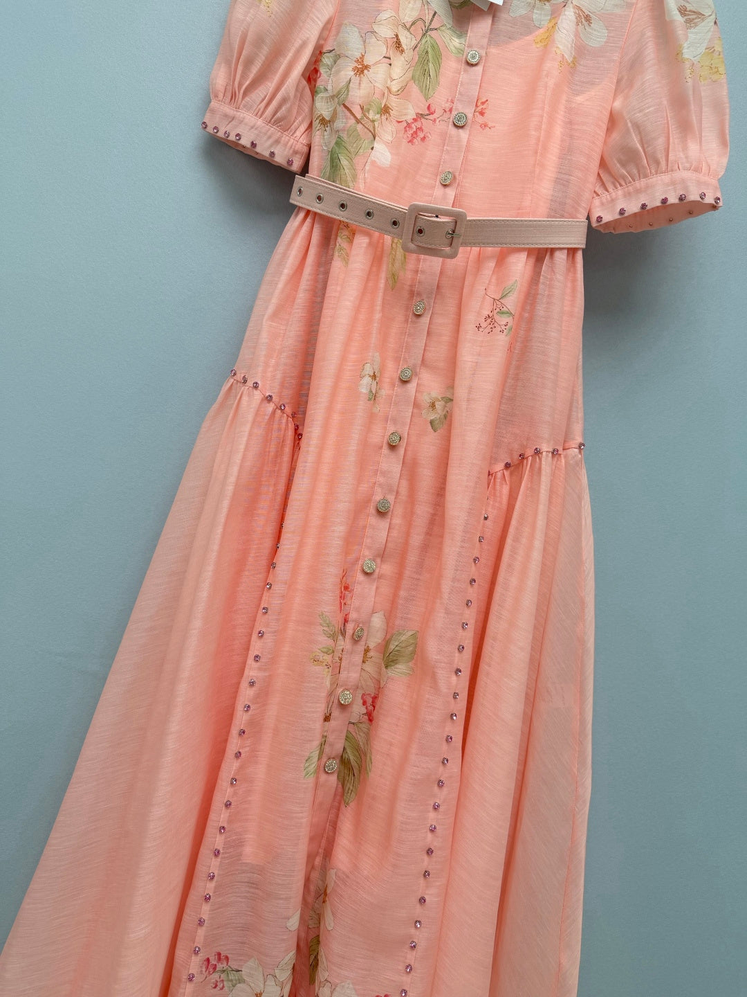 ZIMMERMANN 26S FLORAL BELTED MIDI SHIRT DRESS STYLE 256