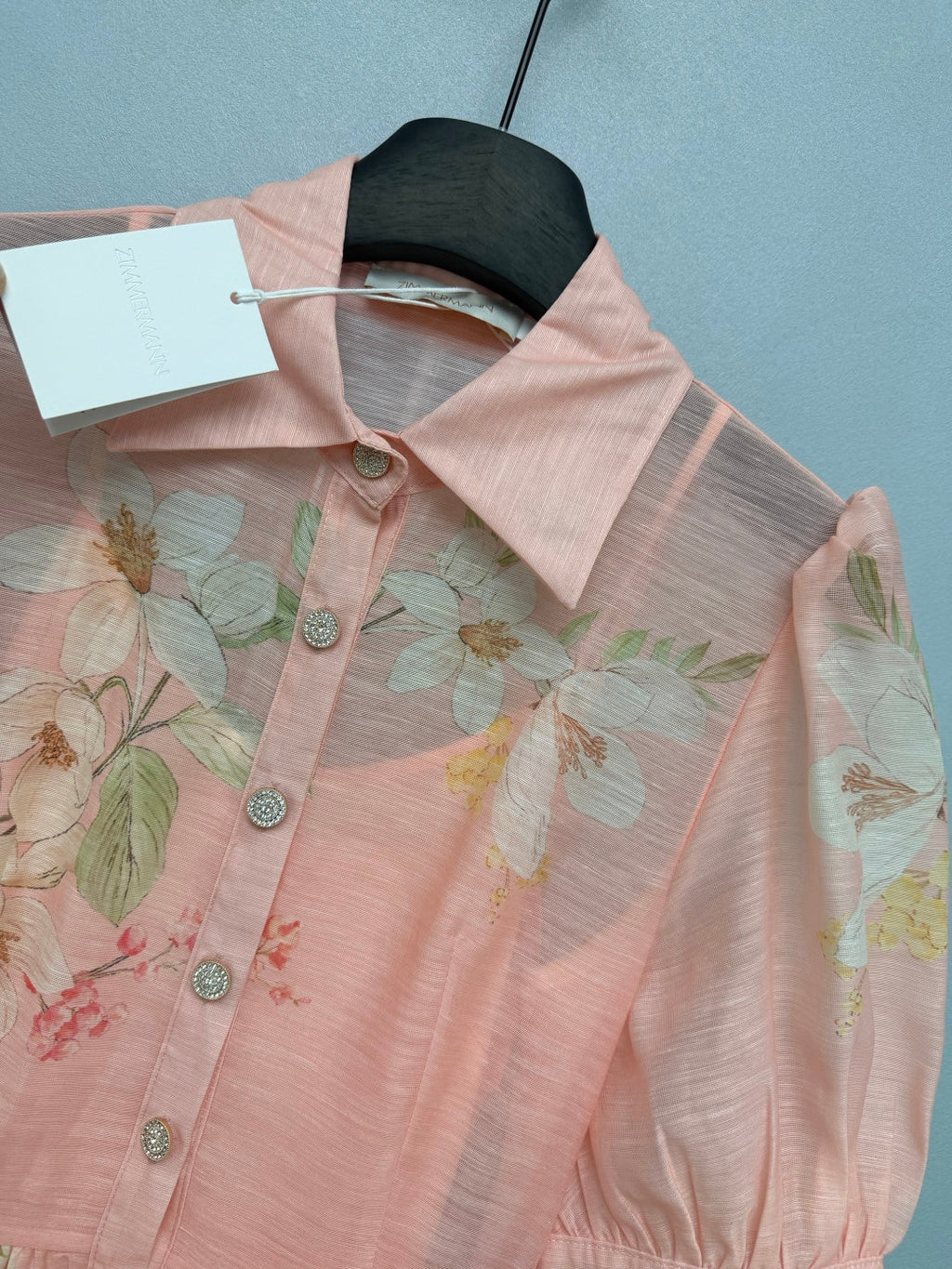 ZIMMERMANN 26S FLORAL BELTED MIDI SHIRT DRESS STYLE 256