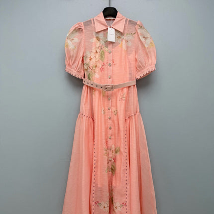 ZIMMERMANN 26S FLORAL BELTED MIDI SHIRT DRESS STYLE 256