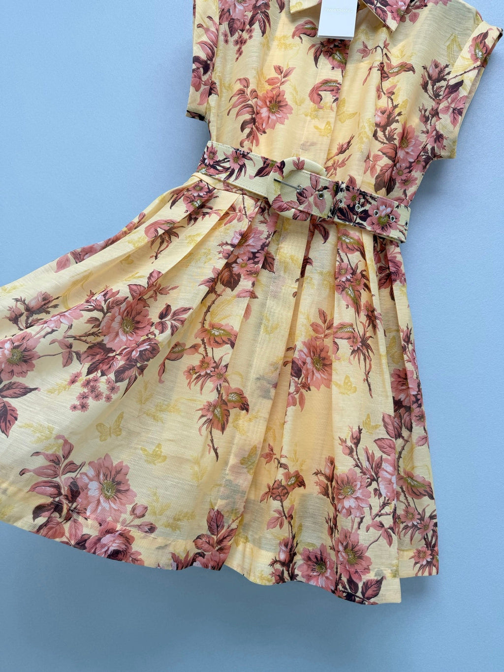 ZIMMERMANN 26S FLORAL BELTED MINI SHIRT DRESS STYLE 255