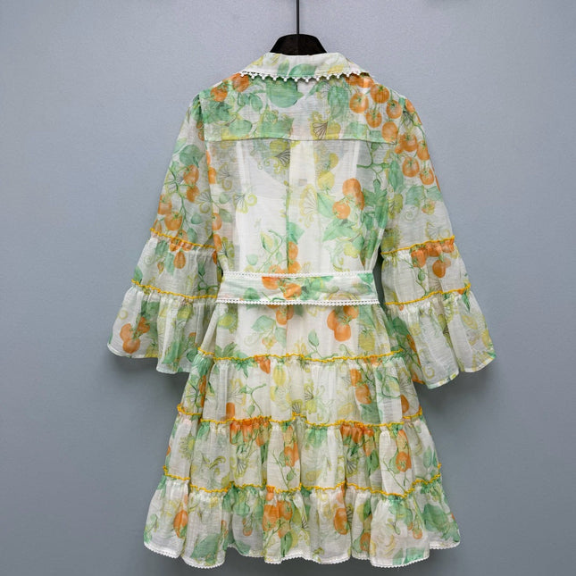 ZIMMERMANN 26S FLORAL RUFFLE MINI SHIRT DRESS STYLE 258