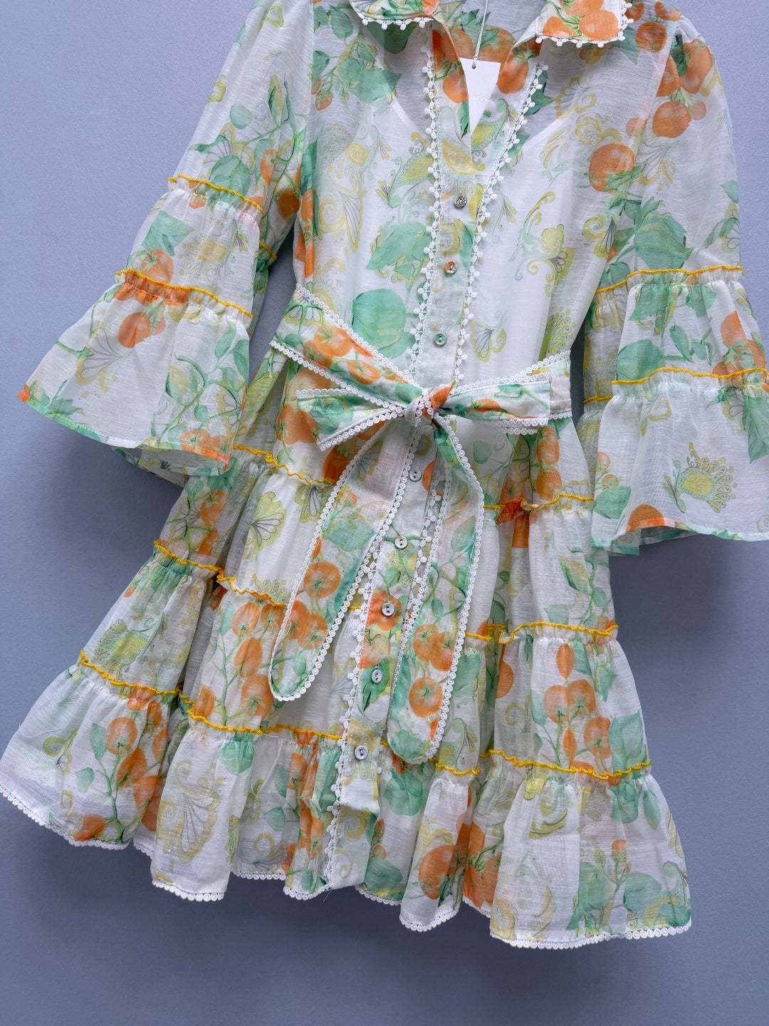ZIMMERMANN 26S FLORAL RUFFLE MINI SHIRT DRESS STYLE 258