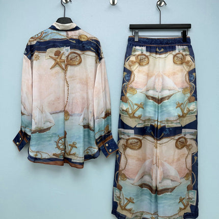 ZIMMERMANN 26S SHIRT AND WIDE LEG PANTS SET STYLE 246