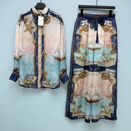 ZIMMERMANN 26S SHIRT AND WIDE LEG PANTS SET STYLE 246