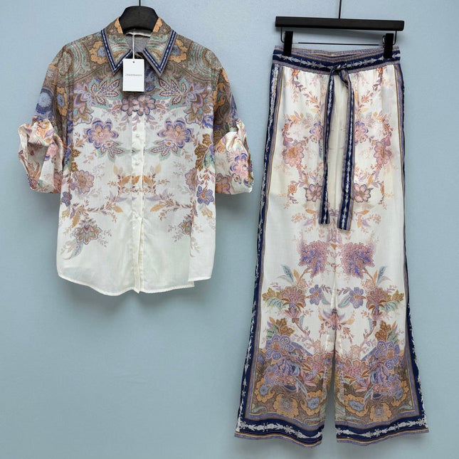 ZIMMERMANN 26S SHIRT & WIDE LEG PANTS SET STYLE 198