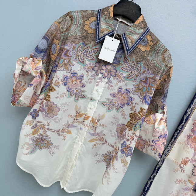 ZIMMERMANN 26S SHIRT & WIDE LEG PANTS SET STYLE 198