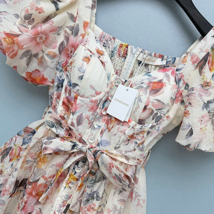 ZIMMERMANN 26S FLORAL PUFF SLEEVE MINI DRESS 194