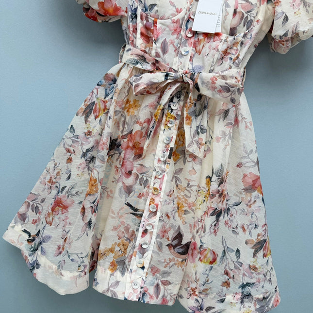 ZIMMERMANN 26S FLORAL PUFF SLEEVE MINI DRESS 194