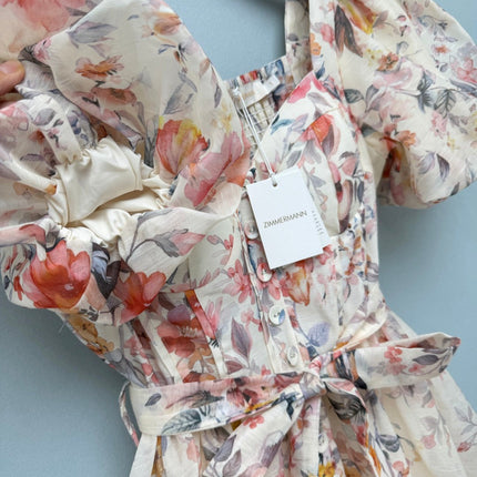 ZIMMERMANN 26S FLORAL PUFF SLEEVE MINI DRESS 194