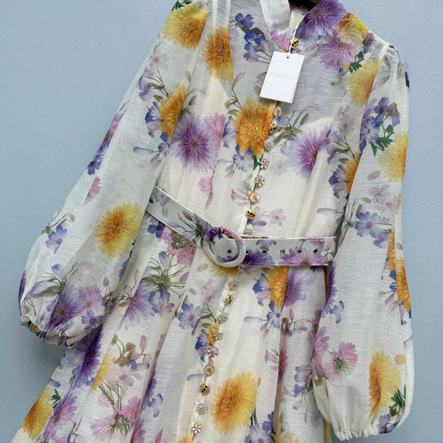 ZIMMERMANN 26S FLORAL PUFF SLEEVE MINI DRESS STYLE 191
