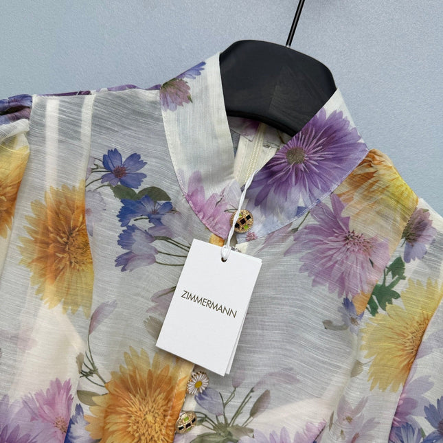 ZIMMERMANN 26S FLORAL PUFF SLEEVE MINI DRESS STYLE 191