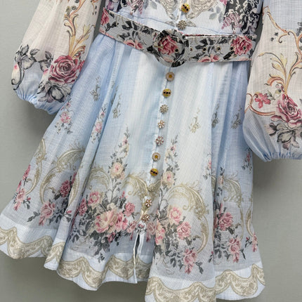 ZIMMERMANN 26 LONG SLEEVE FLORAL MINI DRESS STYLE 230