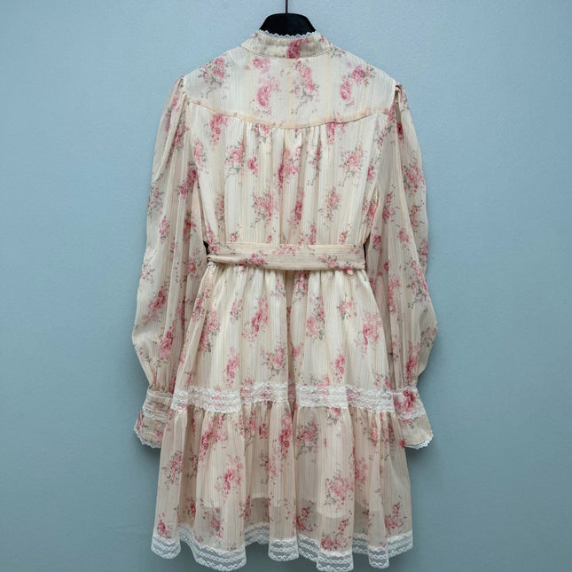 ZIMMERMANN 26 LONG SLEEVE FLORAL MINI DRESS STYLE 229
