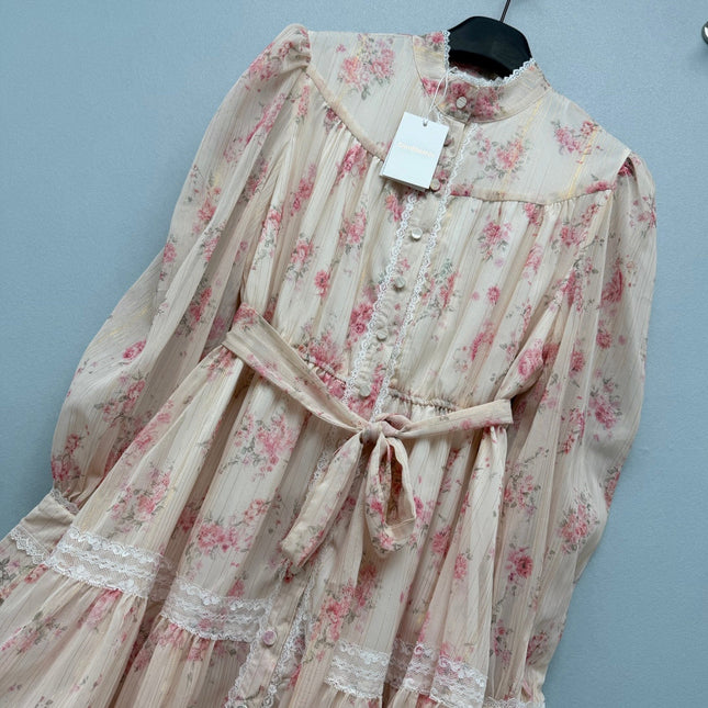 ZIMMERMANN 26 LONG SLEEVE FLORAL MINI DRESS STYLE 229