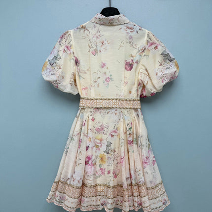 ZIMMERMANN 26 FLORAL PUFF SLEEVE MINI DRESS STYLE 227